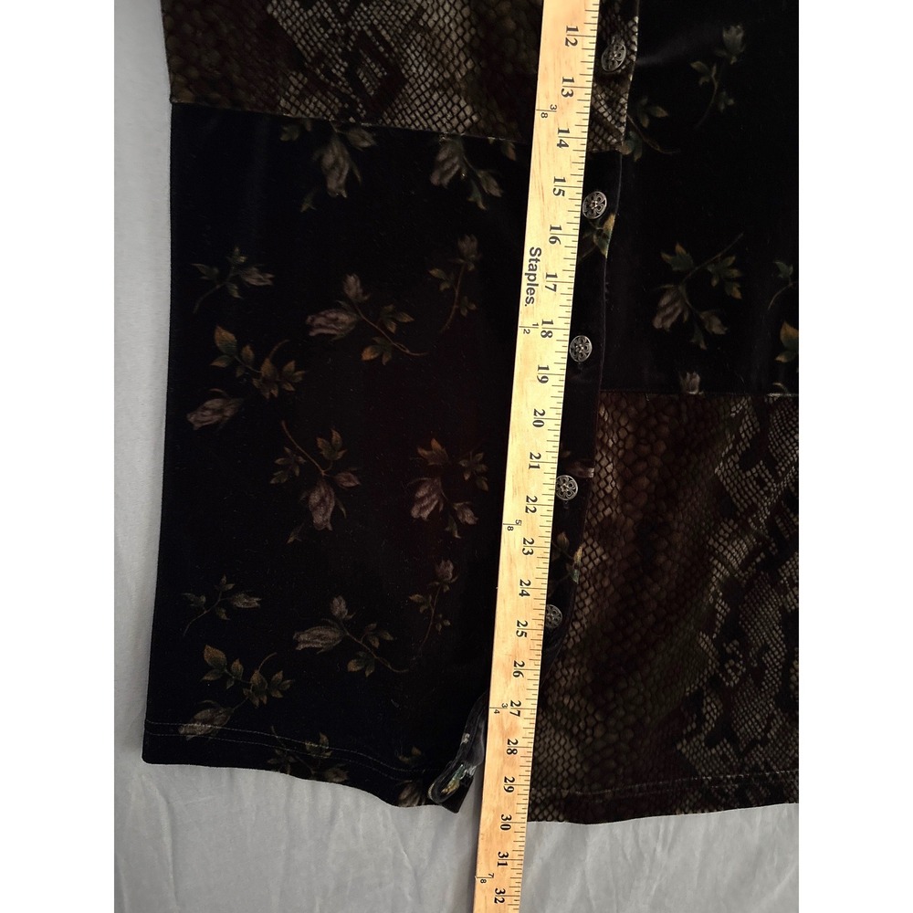 Vtg Y2K Button Down 10 Black Whimsigoth Patchwork Velvet Witchy Vampy Cardigan - Picture 5 of 9
